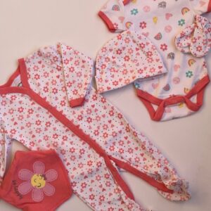 Βρεφικό σετ με σχέδιο λουλούδια ροζ