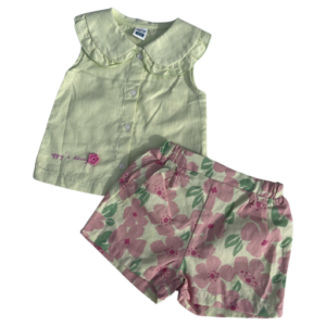 Πουκαμισάκι με γιακά και φλοράλ σορτσάκι